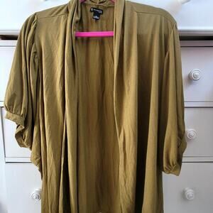 Plus size New Directions Olive Green Lightweight puff sleeve cardigan